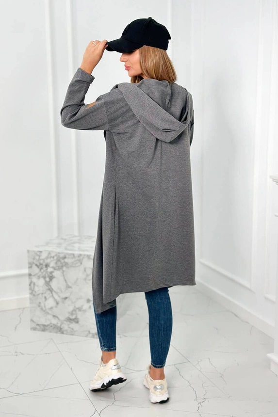 Dámský kardigan / kabátek /mikina OVERSIZE 9077-51 tmavě šedá - univerzální S/M/L
