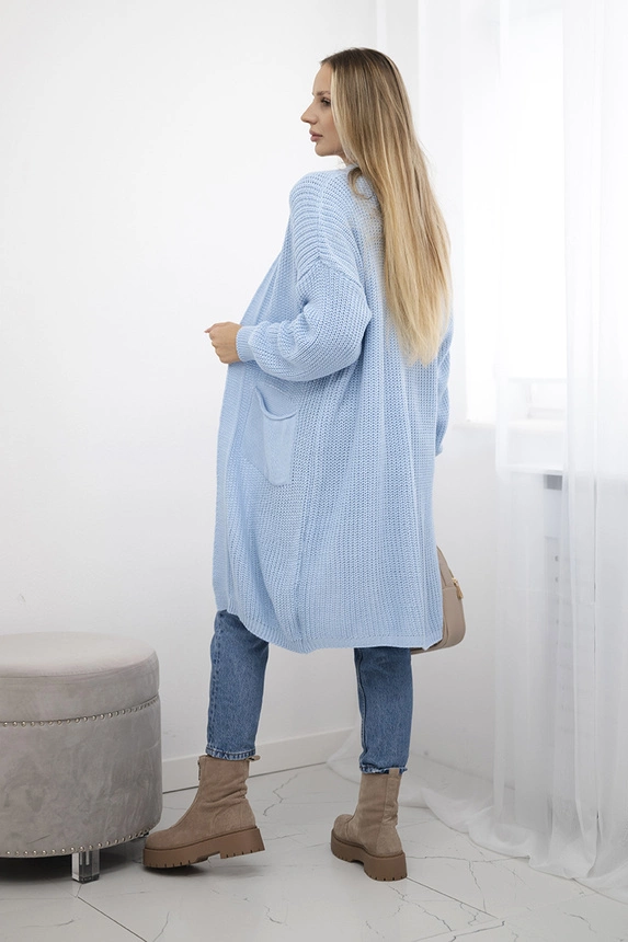 Dámský svetrový kardigan / svetr IT43-31 světle modrá univerzální S/M/L- Italská móda