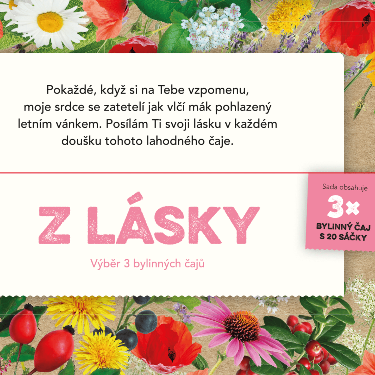 LEROS Dárková sada Z lásky 3 x 20 sáčků - Sada tří bylinkových čajů s místem pro dopsání vlastnoručního věnování