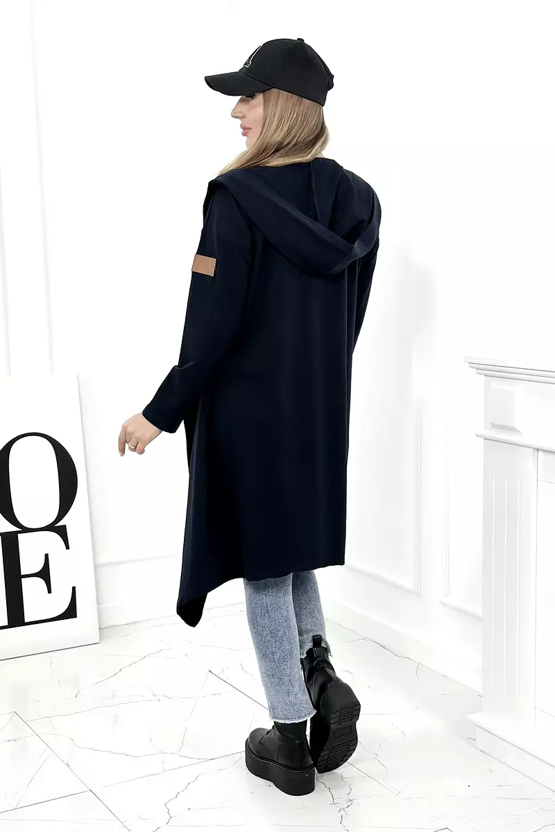 Dámský kardigan / kabátek /mikina s kapucí OVERSIZE 9077-2 černá - univerzální S/M/L