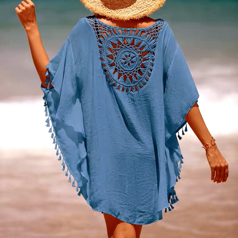 Dámské plážové ŠATY / TUNIKA 3302559-6 modrá UNI S/M/L/XL 