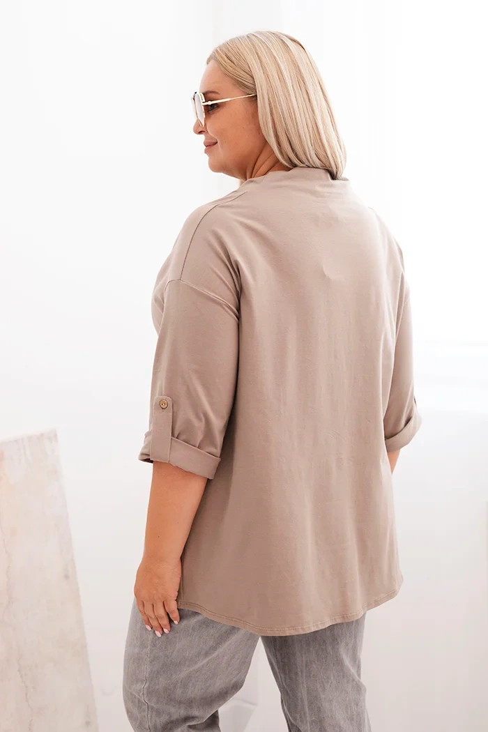 Dámská blůza / halenka dlouhá OVERSIZE 25195-5 béžová UNI XL/2XL/3XL