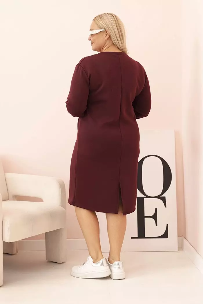 Kesi Dámské šaty s 3/4 rukávem 21548-4 vínová univerzální 