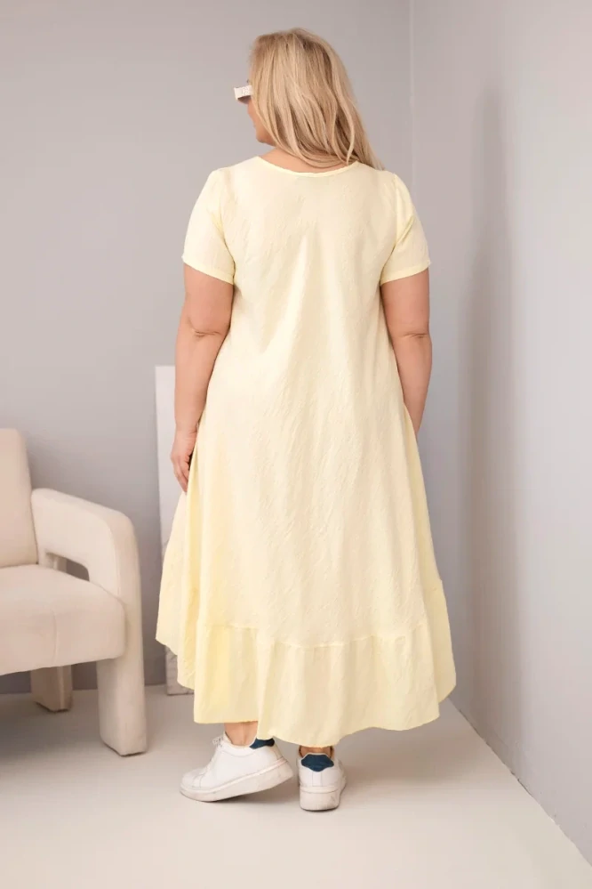 Kesi Dámské dlouhé šaty 21682-6 žlutá plus size 
