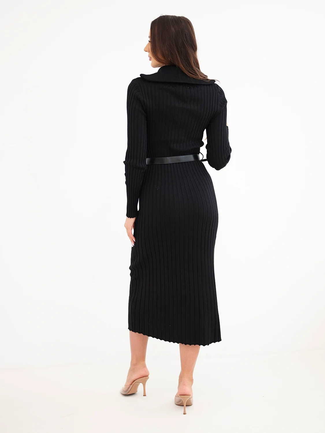 Dámské elegantní šaty pouzdrové se stojáčkem 4590-2 černá univerzální S/M/L