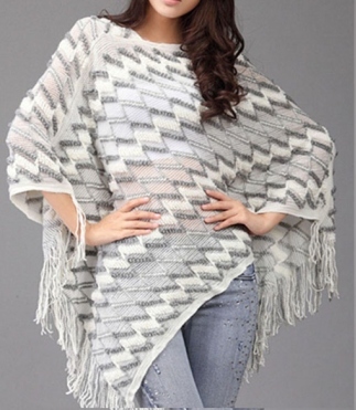 PONCHO/PONČO SVETR pletený 7025085-1 bílá UNI