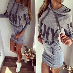 DLOUHÉ TRIKO SLIM klokanka s kapucí 318296-2 šedá XS/S