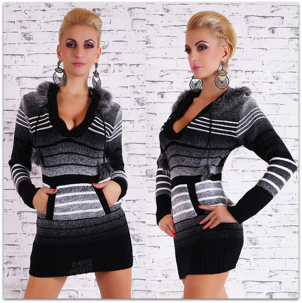 Dámský SVETR KLOKANKA dlouhý 601161-2 černá UNI S/M/L