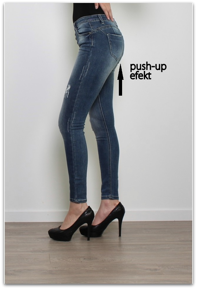 GOLDENIM Dámské džíny kalhoty PUSH - UP JEANS 1125701 modrá XS