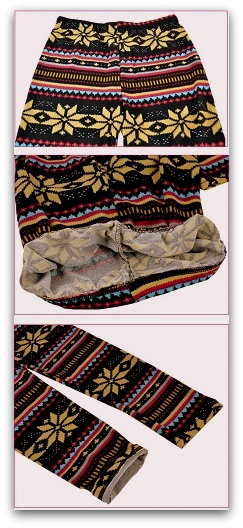 Dívčí LEGÍNY  teplejší retro vzor černá 158 / 164