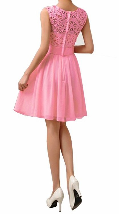Plesové ŠATY MINI s krajkou 33771-1 sytě růžová S/M/L/XL