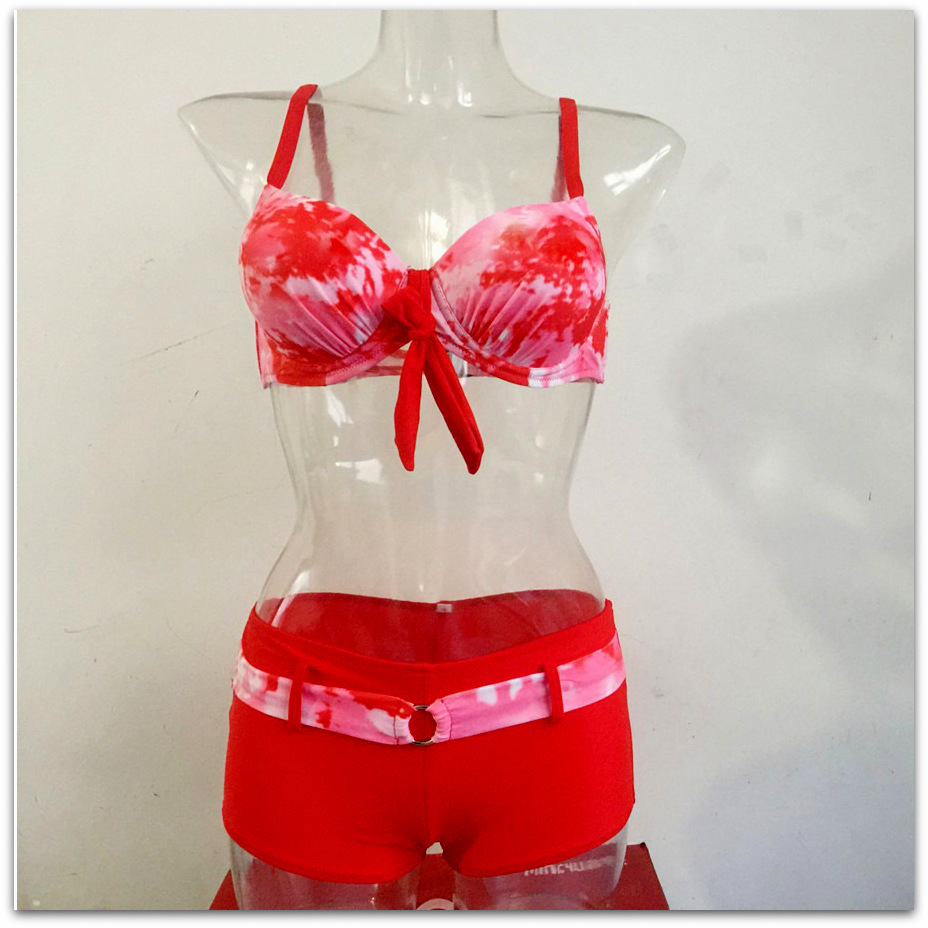 Dvoudílné dámské PLAVKY / BIKINY batika 801831-3 červená XS/S