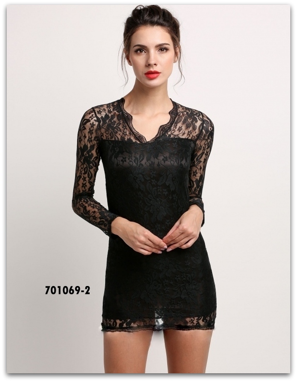MINI ŠATY KRAJKA CLUBWEAR 701069-2 černá XS