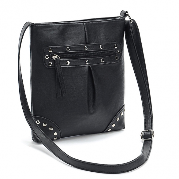 Dámská KABELKA kůže s druky přes rameno CROSSBODY černá 7029742-2