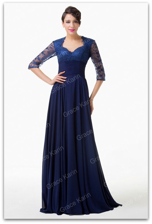 Luxusní plesové šaty GRACE KARIN dlouhé GK6234-3 modrá M / 38