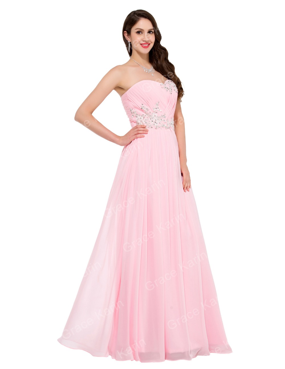 Luxusní plesové šaty GRACE KARIN® dlouhé CL6107-2 růžová XXL / XXXL