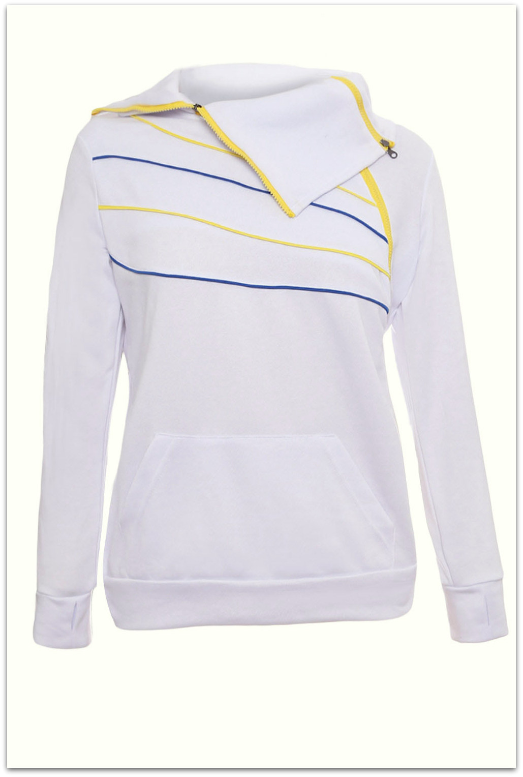 Dlouihá mikina klokanka s vysokým límcem 1250376-1 bílá XL