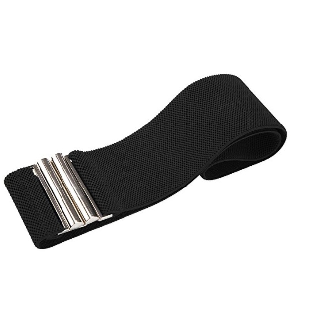 Luxusní elastický PÁSEK s kovovou přezkou GK010409-2 černá S