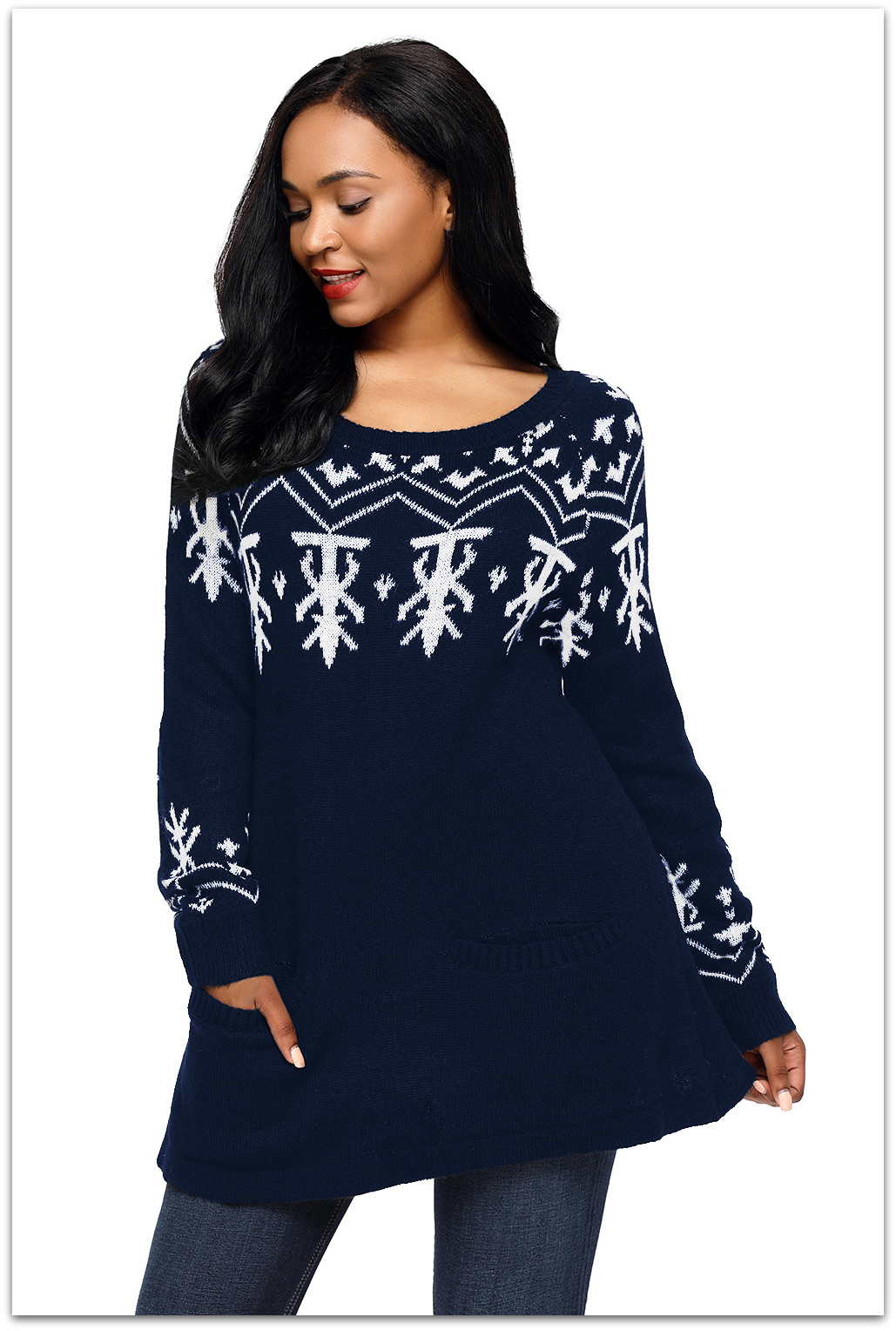 F4H Dámský svetr dlouhý 1277201-5 modrá