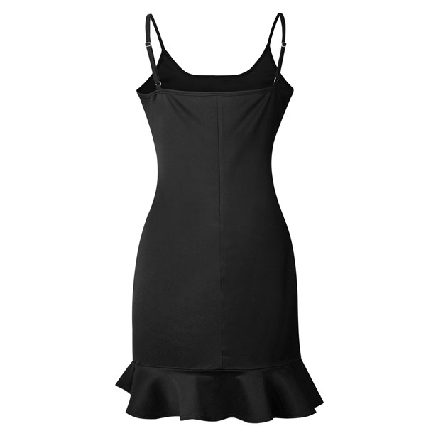 Letní dámské ŠATY na ramínka s volánem 458631-2 černá M / L