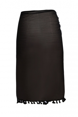 Plážové letní PAREO / SARONG šátek s třásněmi a přezkou 1422431-2 černá