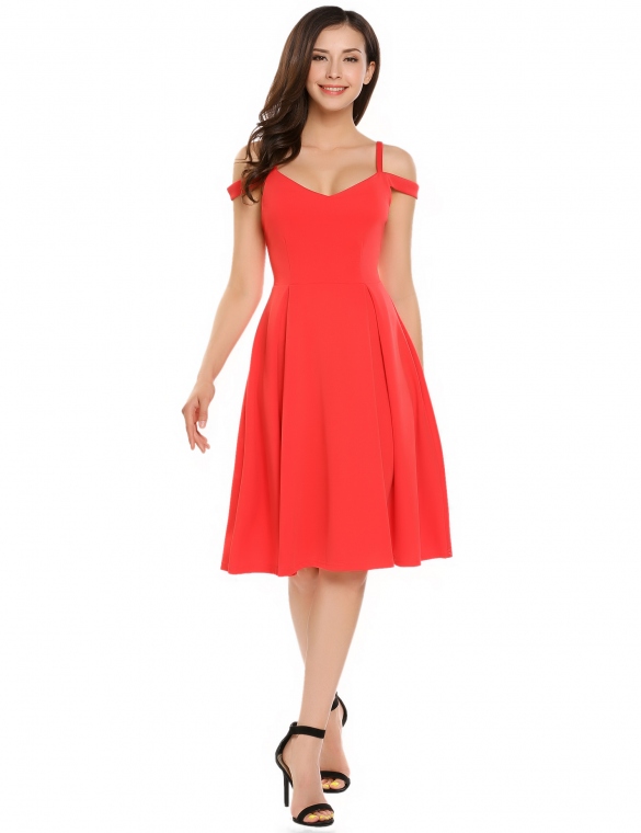 Krátké MINI ŠATY kolová sukně 7016130-1 červená M / L
