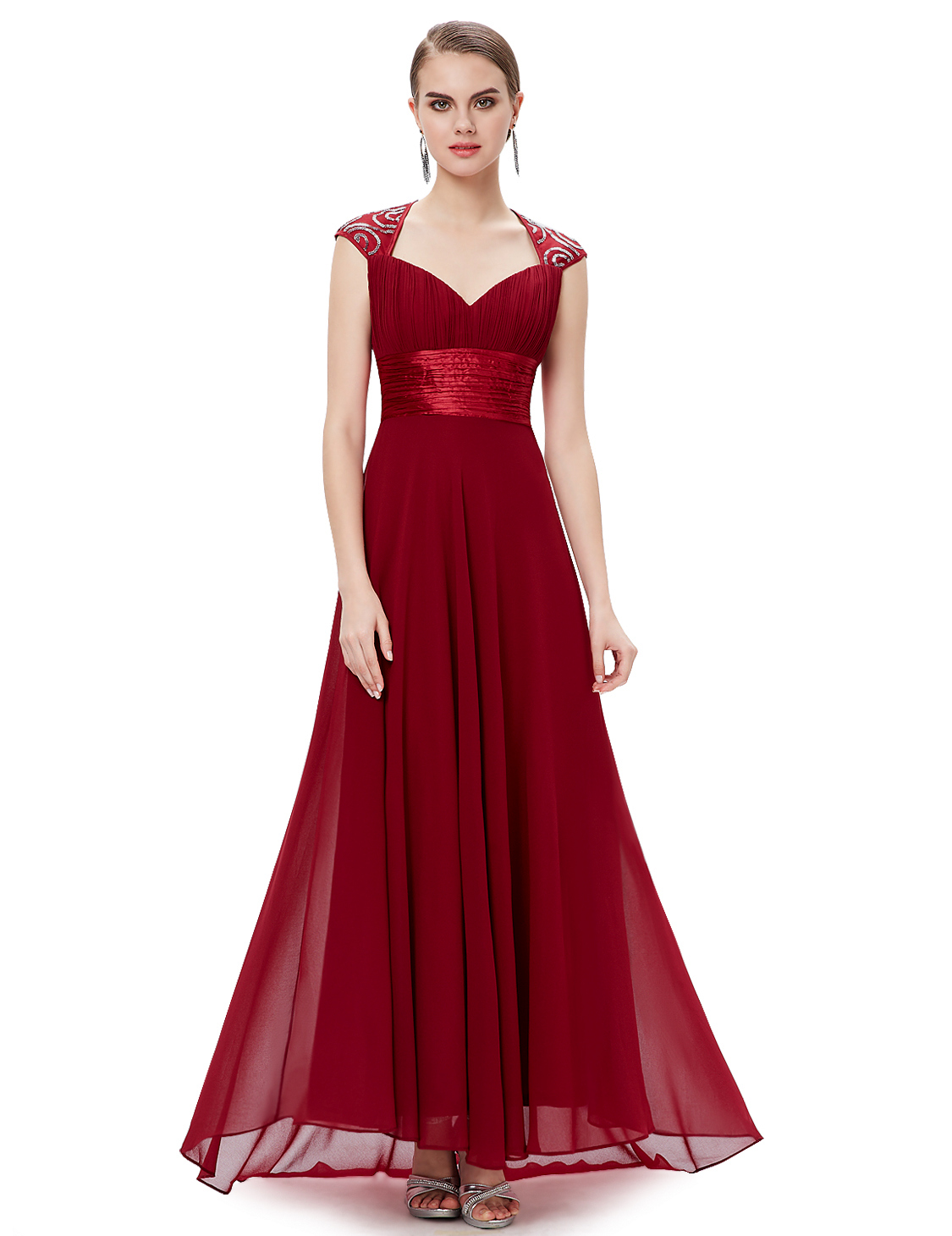 Ever Pretty dámské dlouhé plesové šaty s vlečkou šifon EP9672-7 vínová XS / 34     SLEVA: 56%