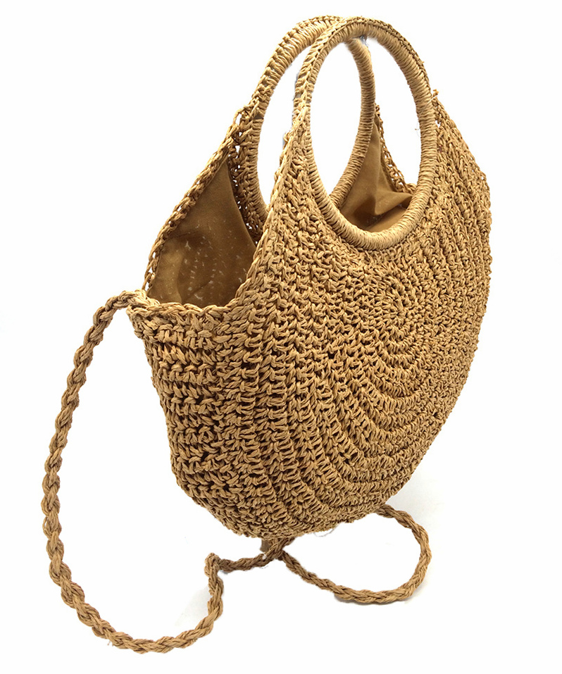 HAND MADE Velká dámská TAŠKA kulatá 330315-4 hnědá XXL