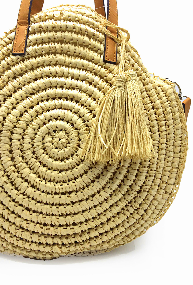 HAND MADE Velká dámská TAŠKA kulatá 330295-1 přírodní XXL