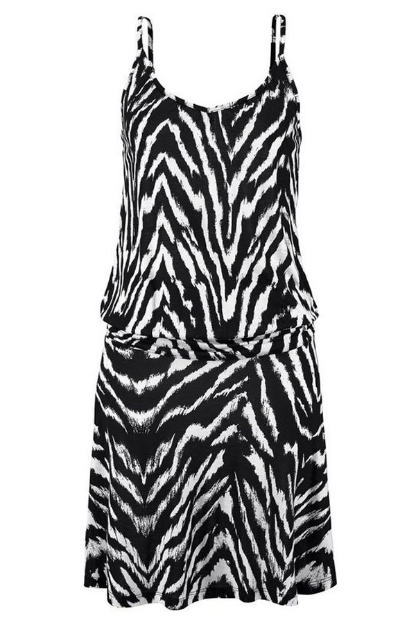 Letní ŠATY dámské MINI Vzor ZEBRA 12206421-2 černá M
