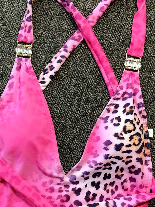 SEXY jednodílné PLAVKY LEOPARD 3019178-4 růžová XS/S