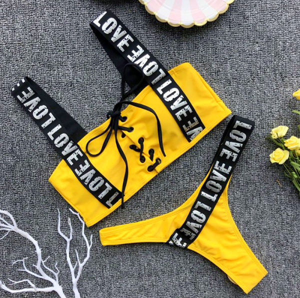 Dvoudílné dámské PLAVKY/BIKINY Brazil 604721-3 žlutá / černá XS/S