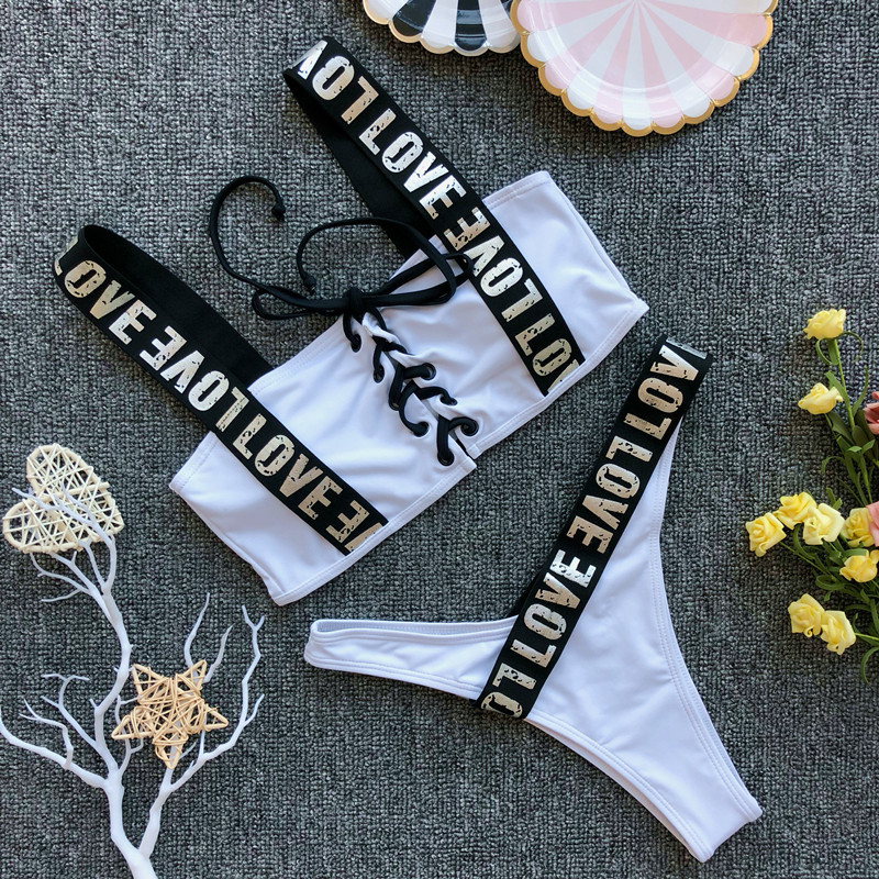 Dvoudílné dámské PLAVKY/BIKINY Brazil 604721-1 bílá / černá XS/S/M