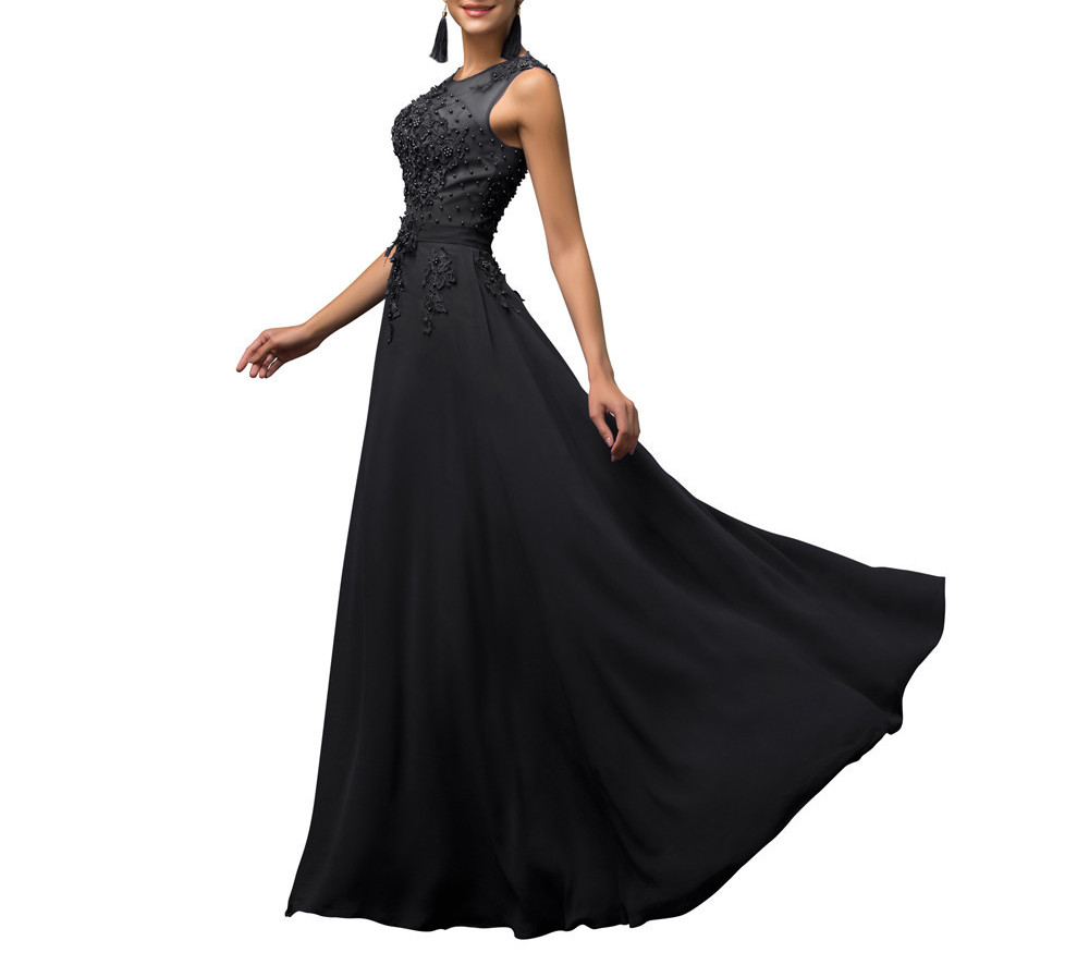 GRACE KARIN luxusní ŠATY dlouhé CL007555-2 černá XS / XL