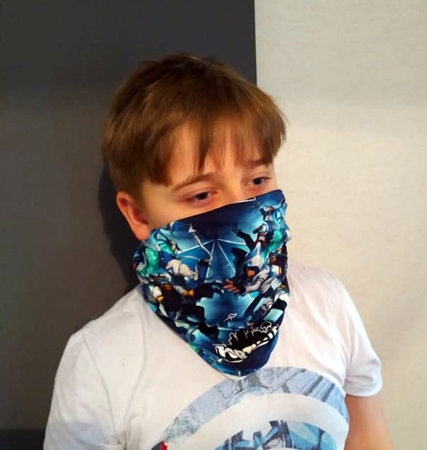 Chlapecký multifunkční nákrčník na krk, nos a ústa FORNITE 220099-3 modrá