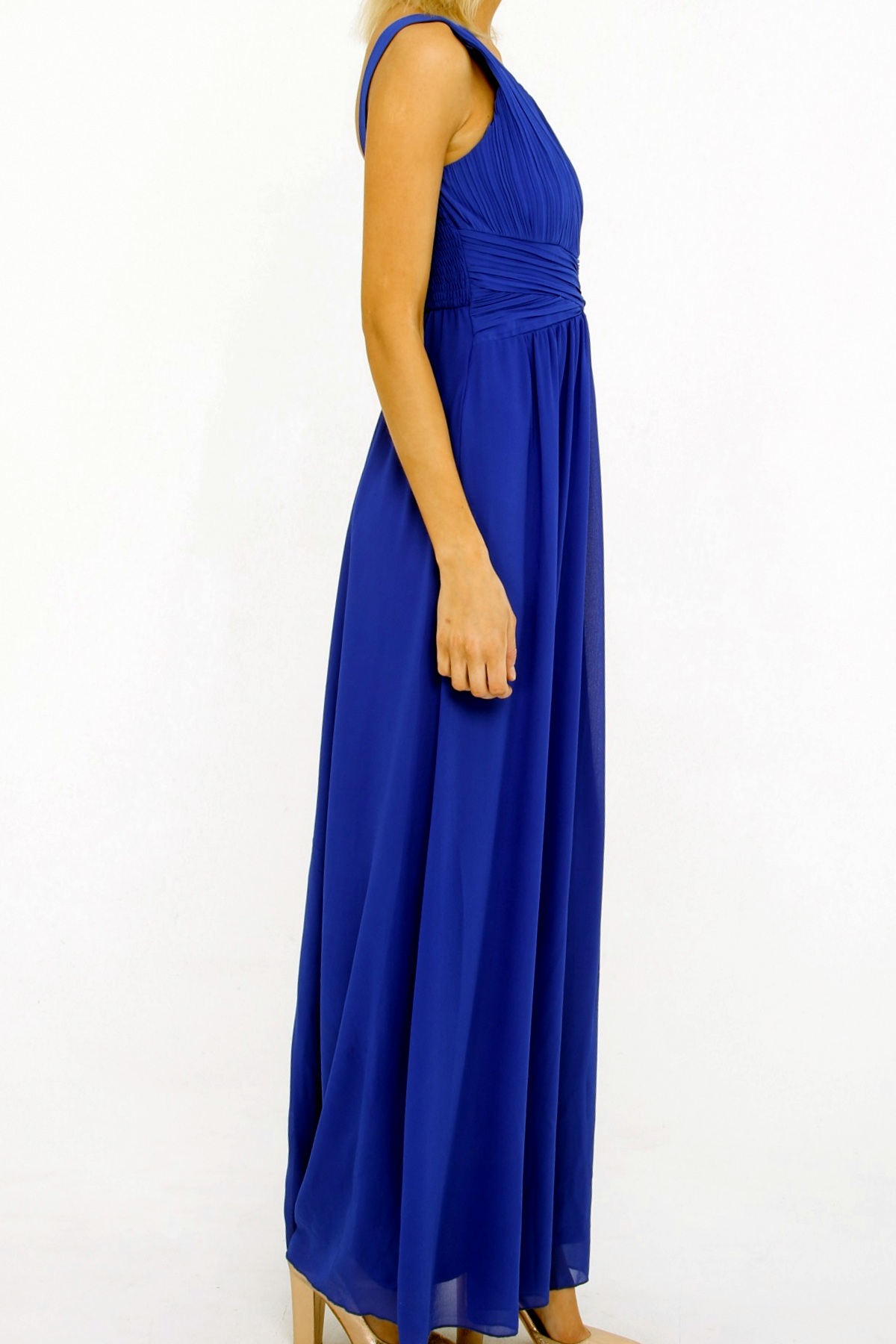 Luxusní společenské ŠATY dlouhé 3308720-3 modrá M/L