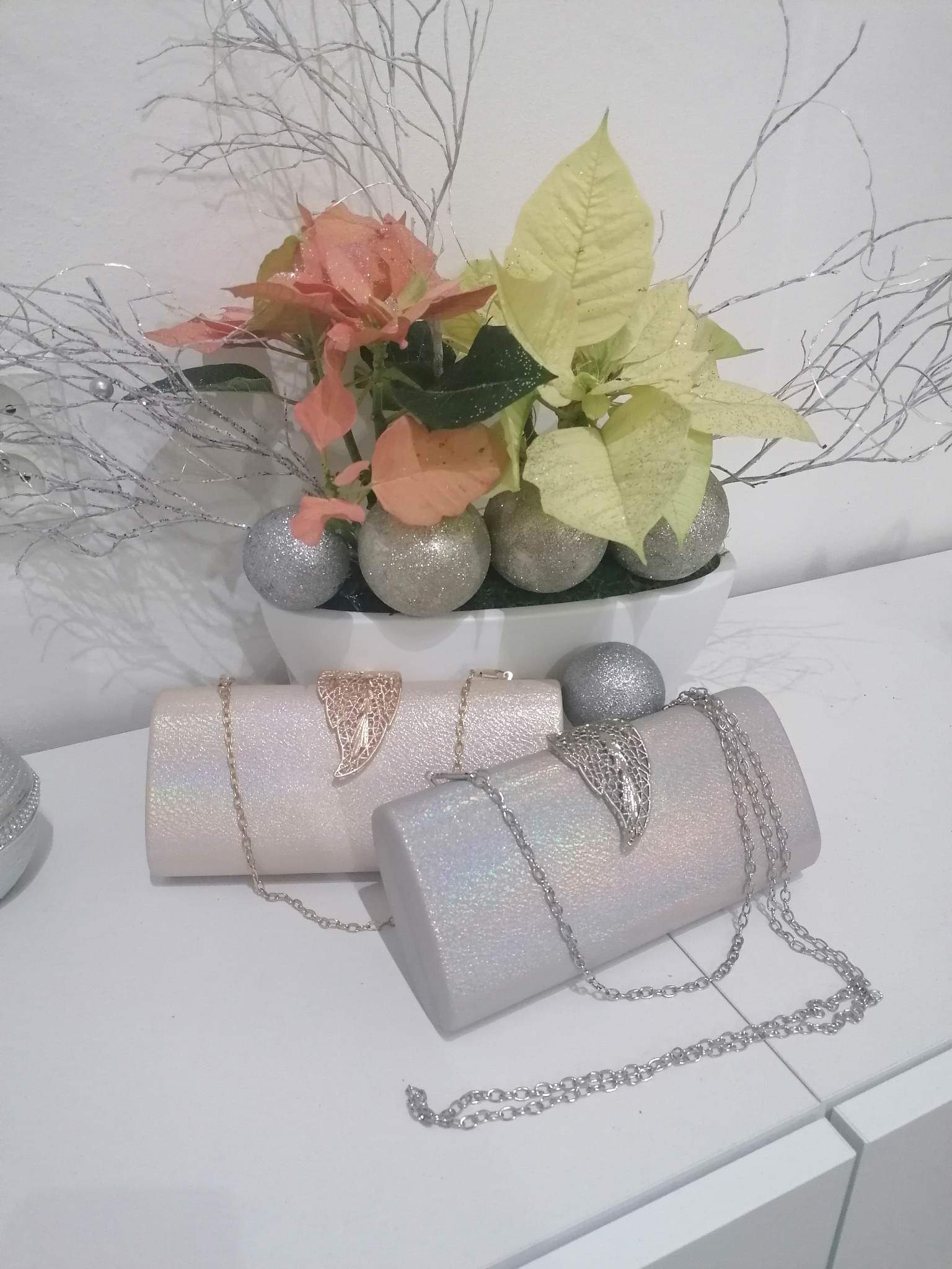 ELEGANTNÍ kabelka PSANÍČKO / LESK s třpytkami 33019001-4 stříbrná