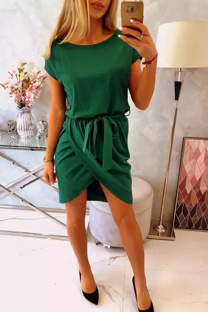 Dámské ŠATY s páskem 8980-3 zelená S/M/L