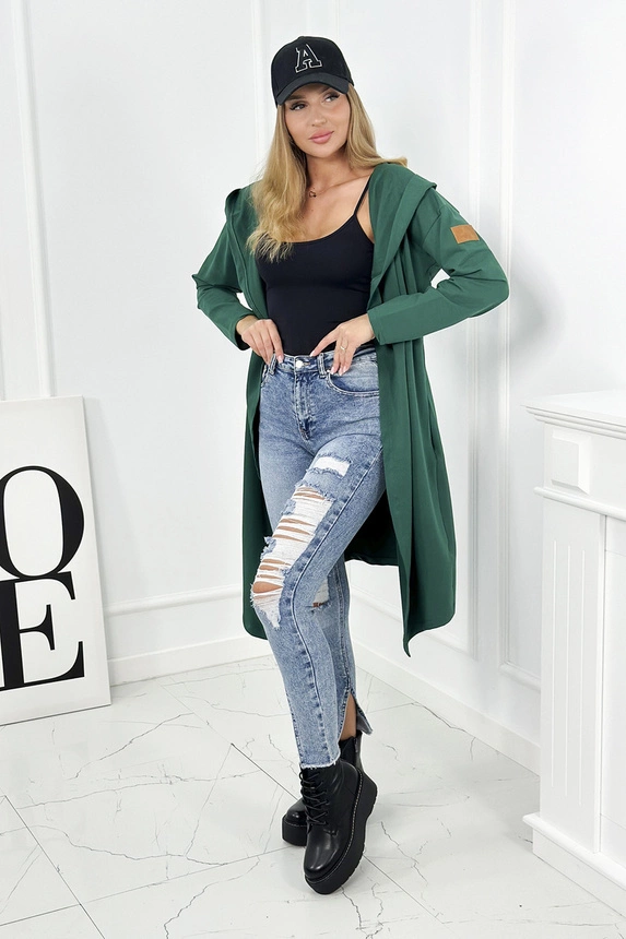 Dámský kardigan / kabátek /mikina OVERSIZE 9077-9 zelená - univerzální S/M/L