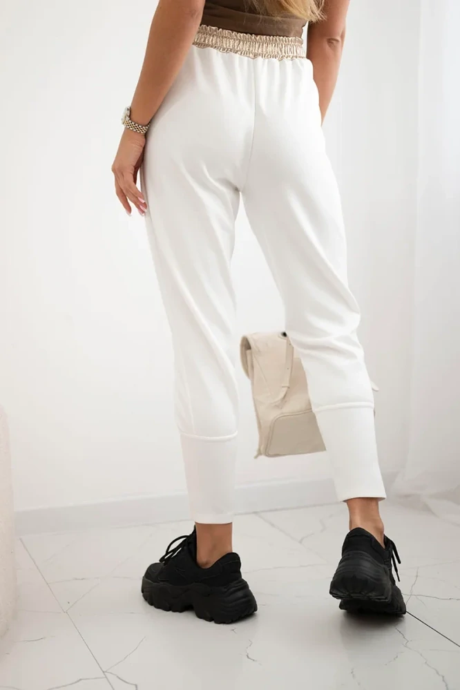 Dámské kalhoty / tepláky BAGGY s kapsami T0076-1 bílá UNI M/L