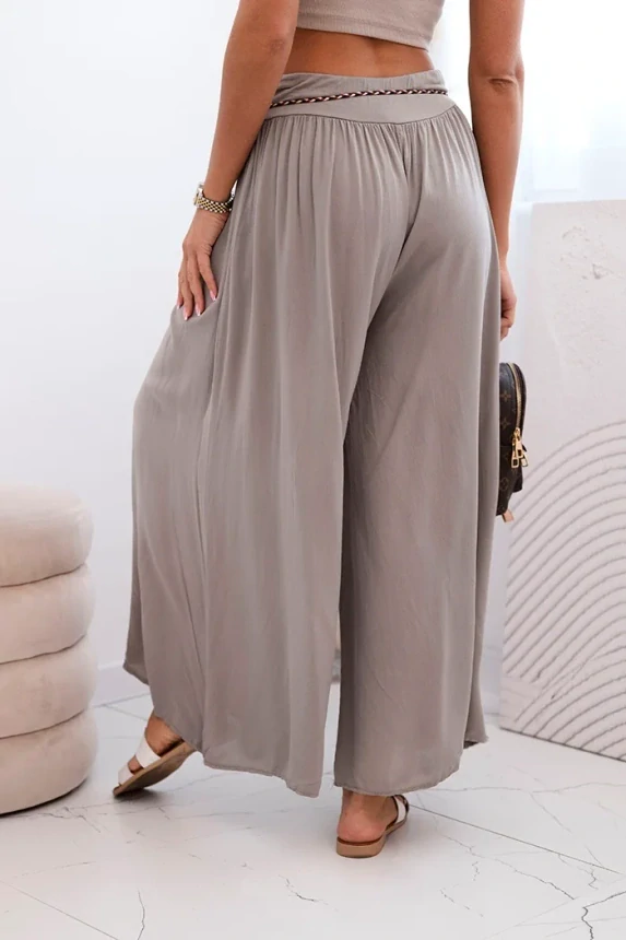 Letní dámské kalhoty široké 81733-14 fango/světle hnědá univerzální 