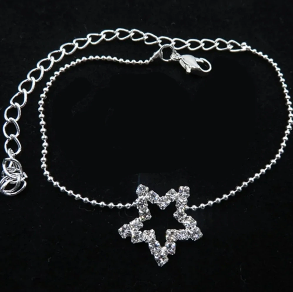 Sexy Lingerie řetízek na nohu s kamínky Star