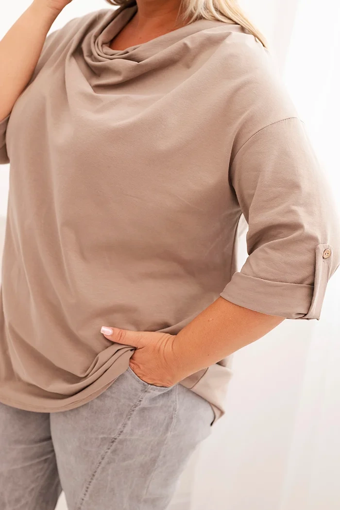 Dámská blůza / halenka dlouhá OVERSIZE 25195-5 béžová UNI XL/2XL/3XL