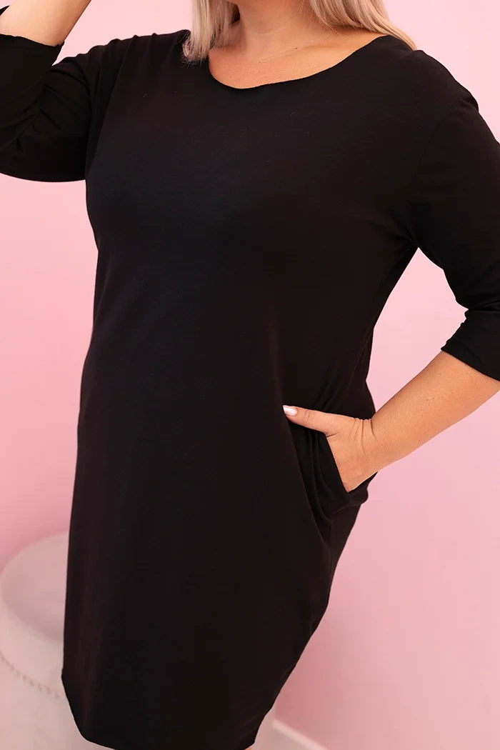 Dámské šaty s 3/4 rukávem 219872-2 černá univerzální - XL/2XL/3XL/4XL
