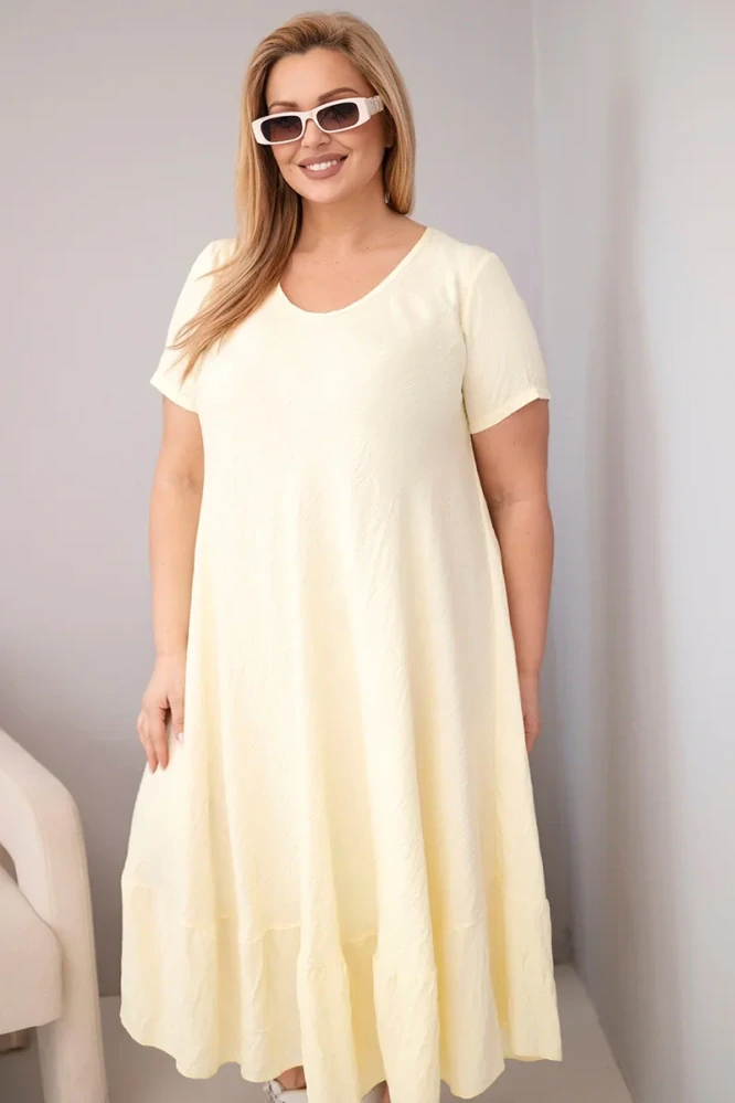 Kesi Dámské dlouhé šaty 21682-6 žlutá plus size 