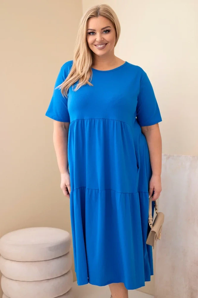 Kesi Dámské dlouhé šaty plus size 17402-3 modrá univerzální 