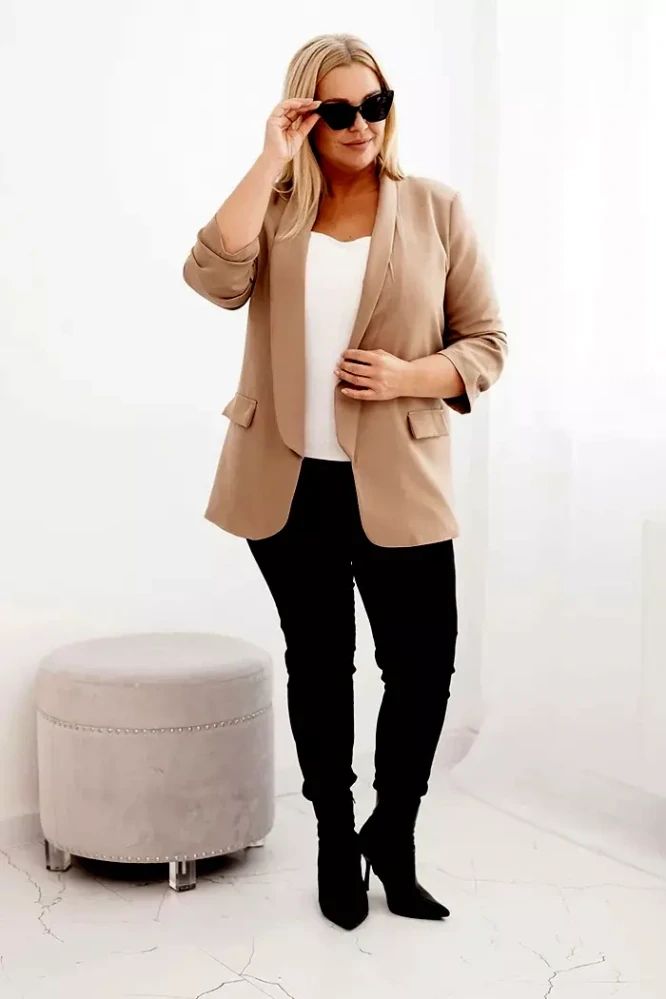 Kesi Dámské sako 8895-4 béžová Plus size univerzální