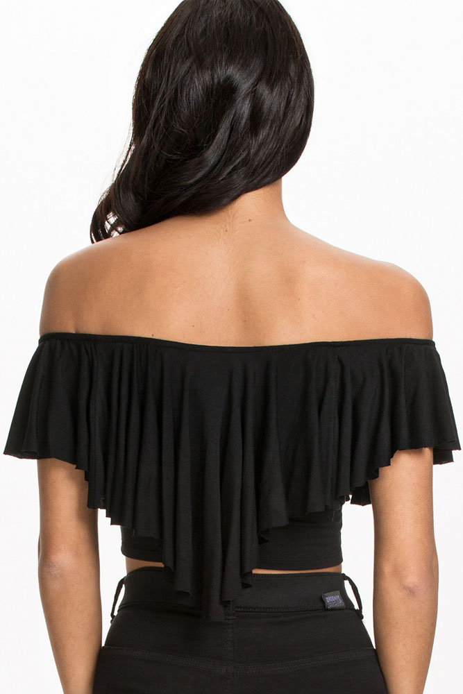SEXY TOP s volánkem černá UNI XS/S/M 125518-2
