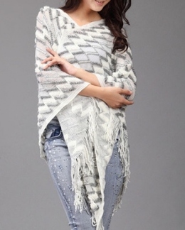 PONCHO/PONČO SVETR pletený 7025085-1 bílá UNI