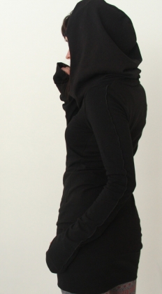 DLOUHÉ TRIKO s kapucí 318352-2 černá S/M/L/XL
